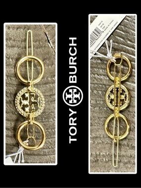 NWT - TORY BURCH Gold Miller Pave Hair Barrette